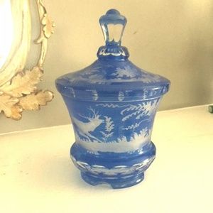 Mid Century Glass Coved Jar